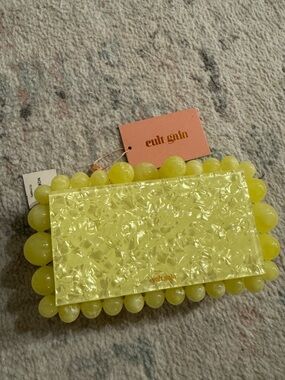 cult gaia Yellow Acrylic Beaded Clutch
